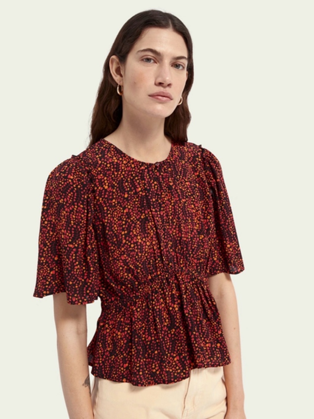 Scotch & Soda Gathered Printed Cropped Top